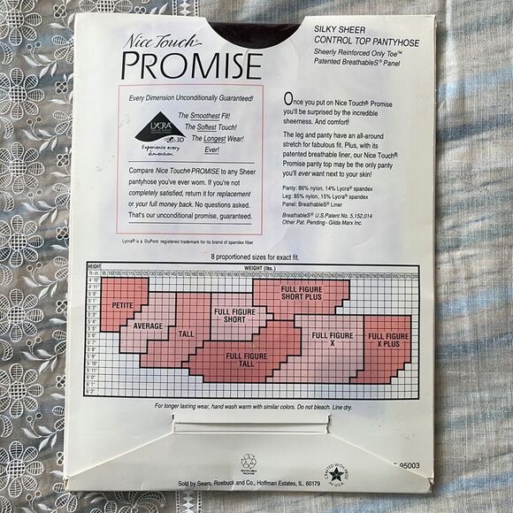 🌼 Vintage Nice Touch Promise Full Figure Short Plus Pantyhose in Black - Picture 2 of 4